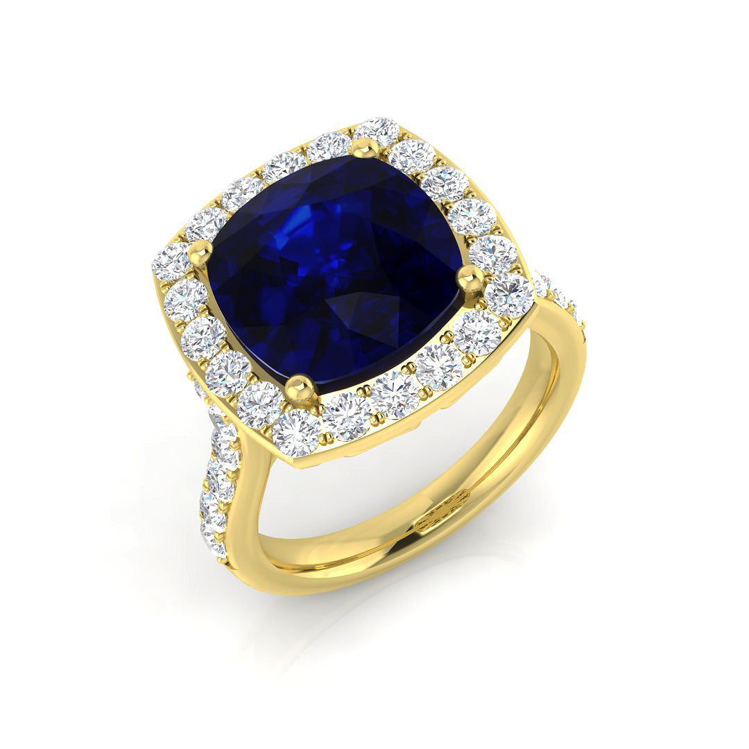 Blue Sapphire Diamond Ring 6.14ct–6.27ct – SR706~BS – 18k Yellow Gold