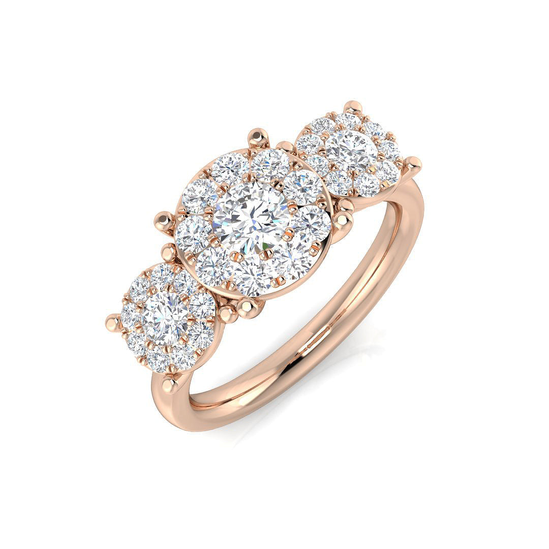 Three Stone Diamond Ring 0.5ct–1.55ct – SR805 – 18k Rose Gold