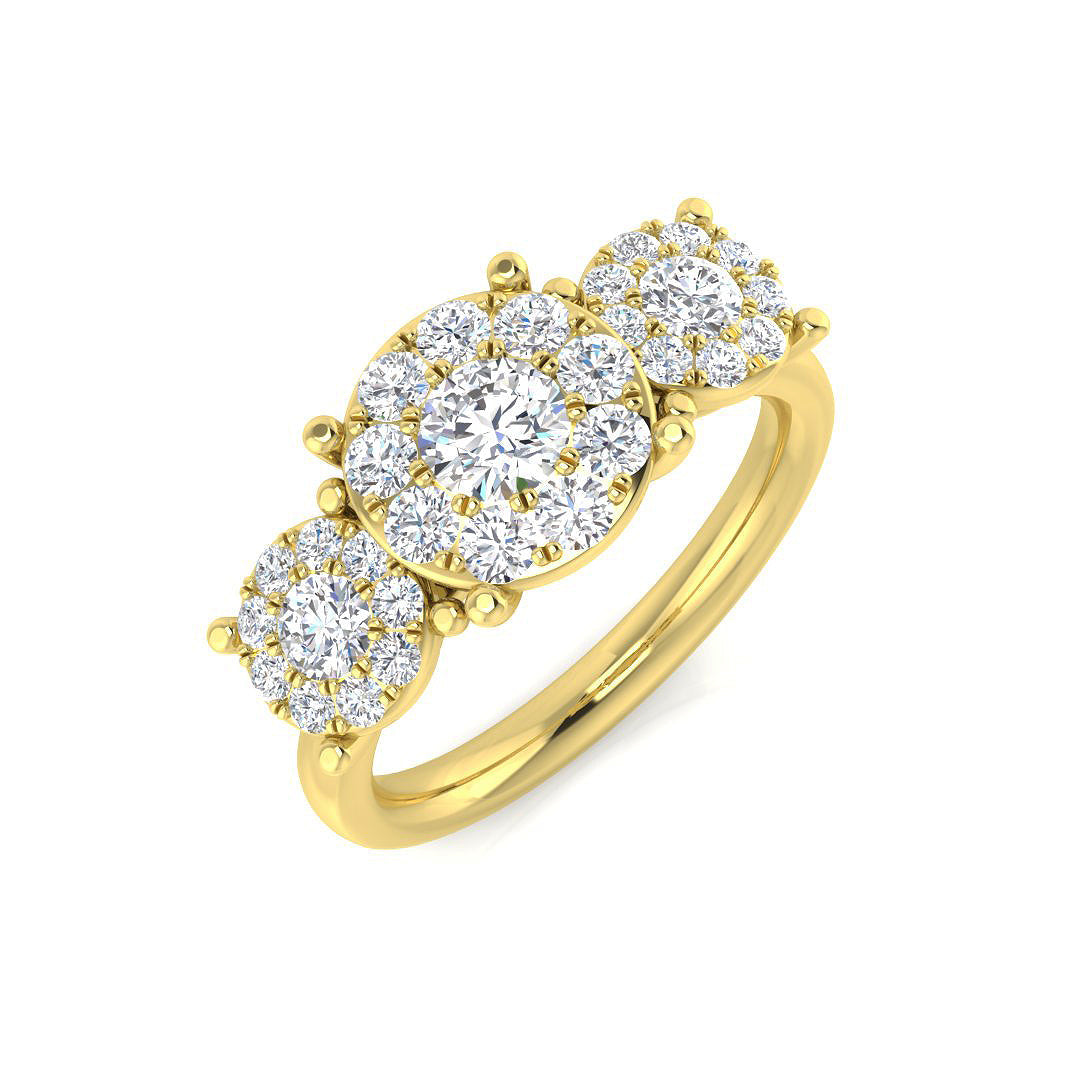 Three Stone Diamond Ring 0.5ct–1.55ct – SR805 – 18k Yellow Gold
