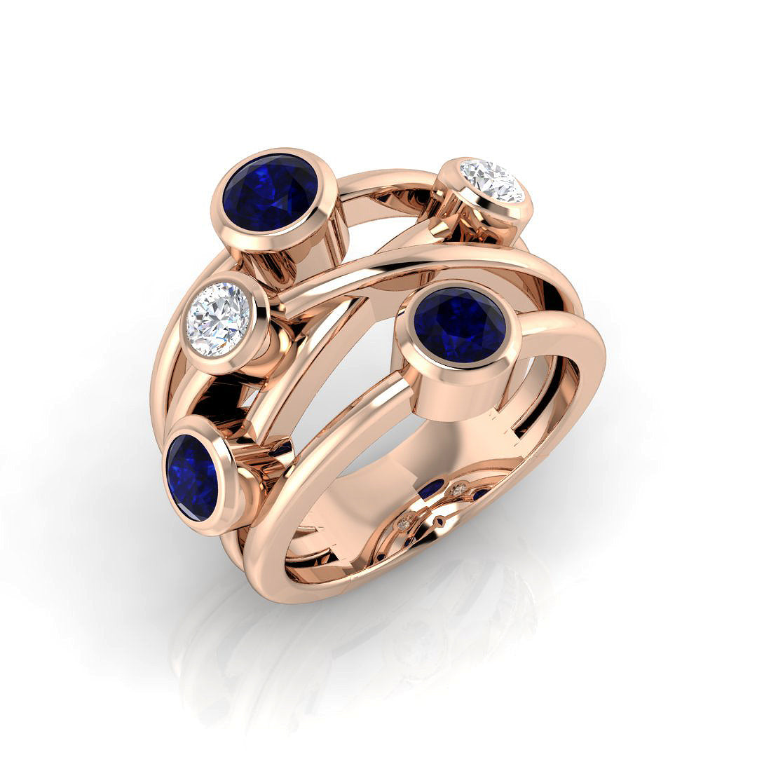Bubble Diamond Ring 1.6ct–1.63ct – SR813~BS – 18k Rose Gold