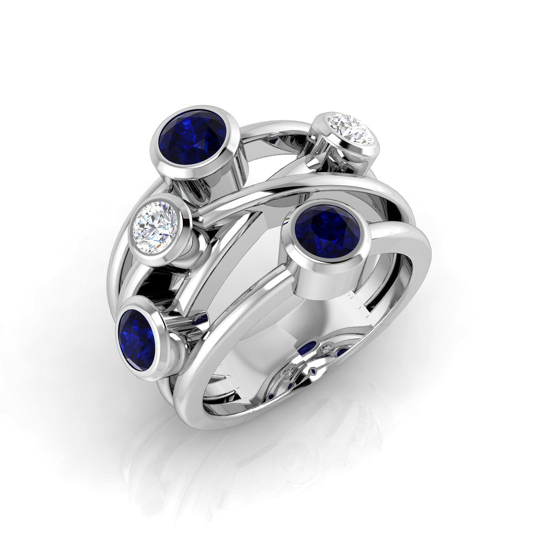 Bubble Diamond Ring 1.6ct–1.63ct – SR813~BS – 18k White Gold