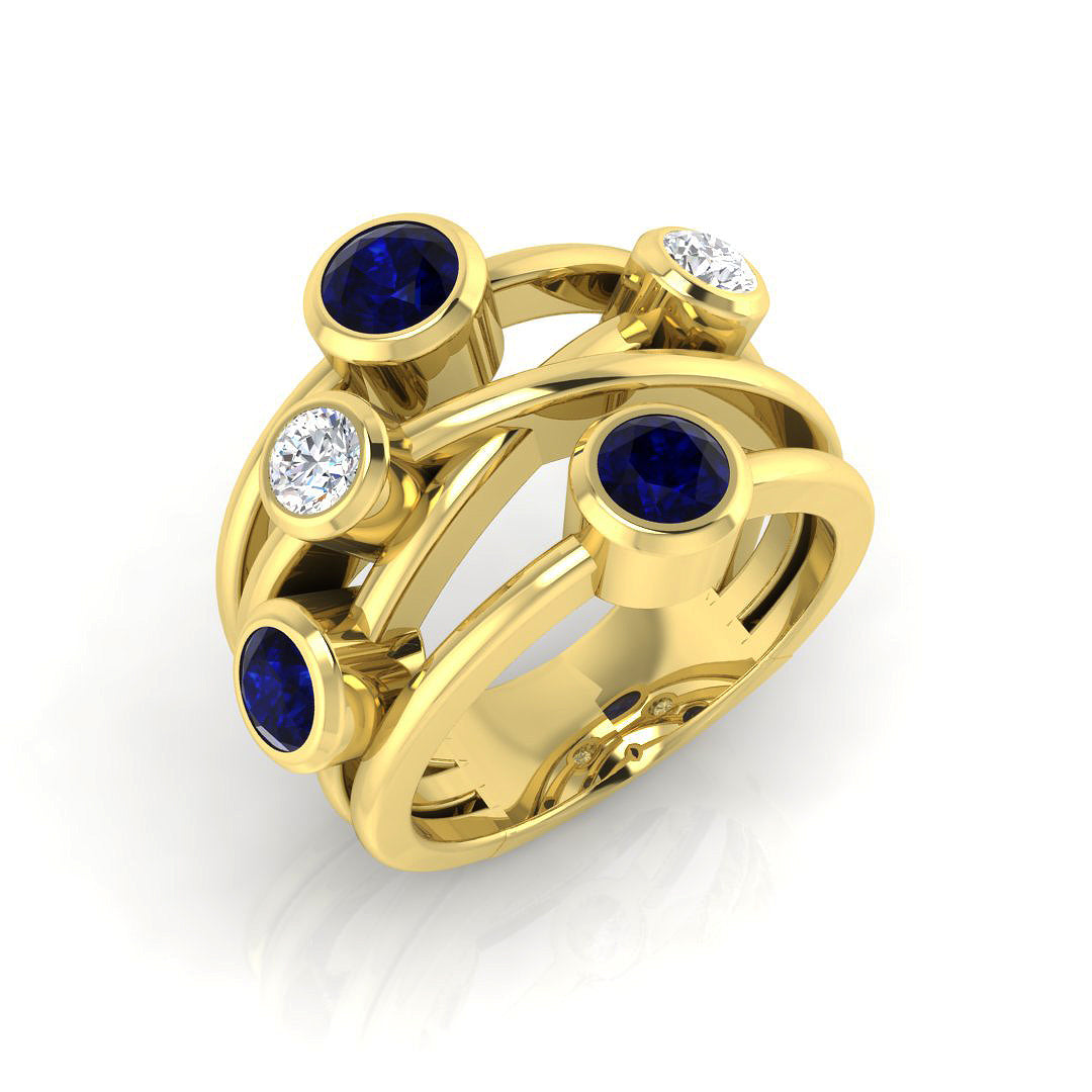 Bubble Diamond Ring 1.6ct–1.63ct – SR813~BS – 18k Yellow Gold