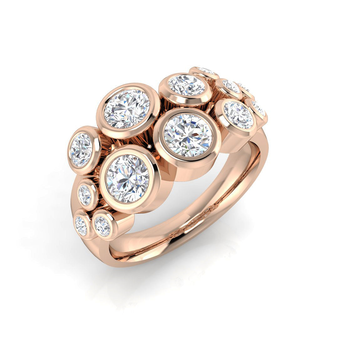 Bubble Diamond Ring 0.8ct–2.52ct – SR814 – 18k Rose Gold