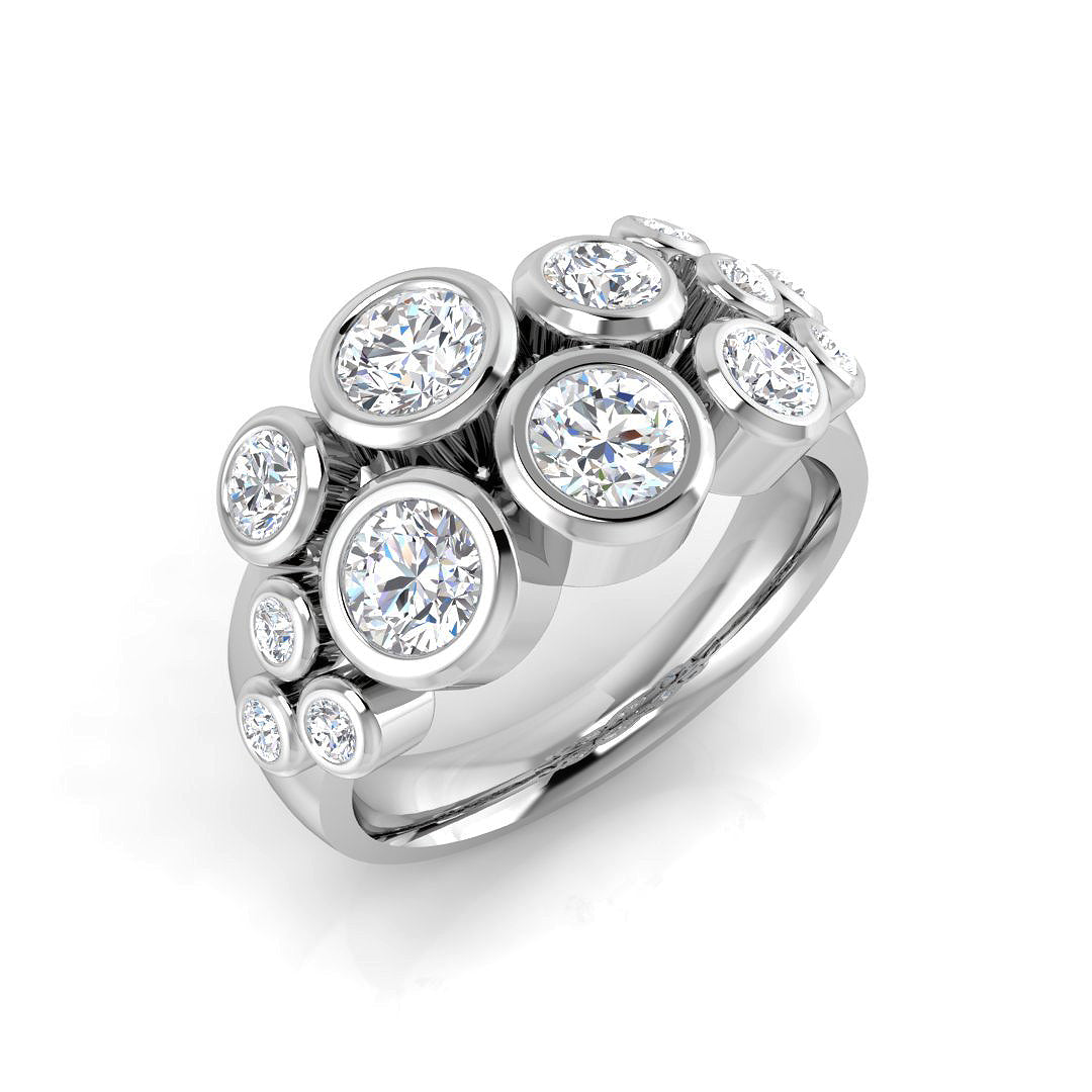 Bubble Diamond Ring 0.8ct–2.52ct – SR814 – 18k White Gold