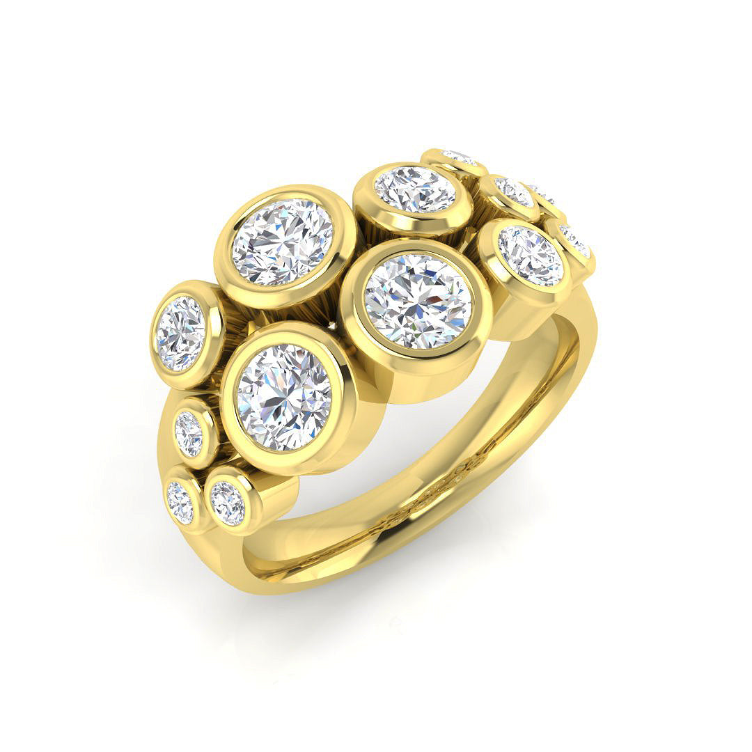 Bubble Diamond Ring 0.8ct–2.52ct – SR814 – 18k Yellow Gold