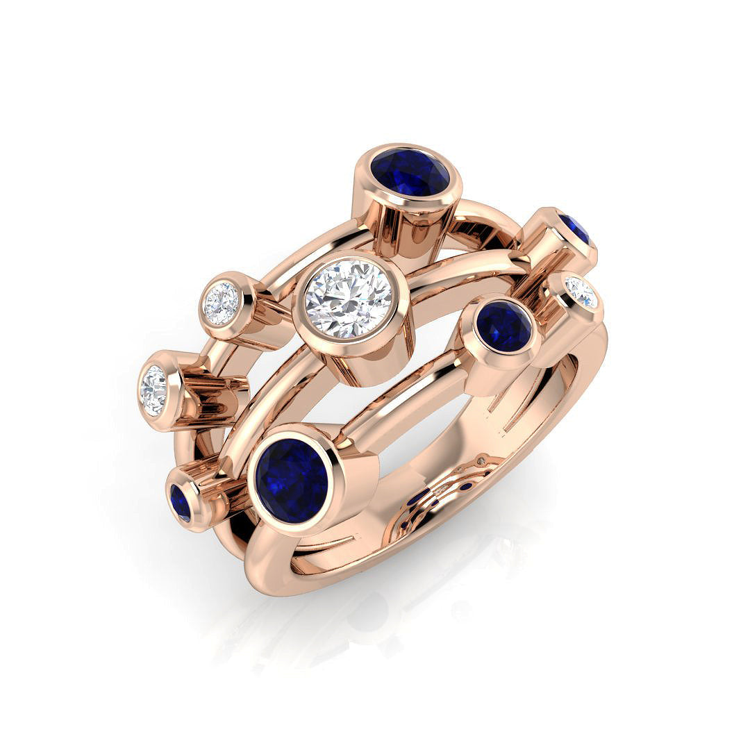 Bubble Diamond Ring 0.73ct–2.7ct – SR839~BS – 18k Rose Gold