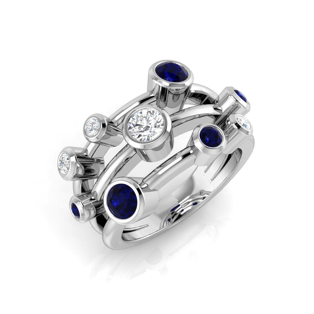 Bubble Diamond Ring 0.73ct–2.7ct – SR839~BS – 18k White Gold