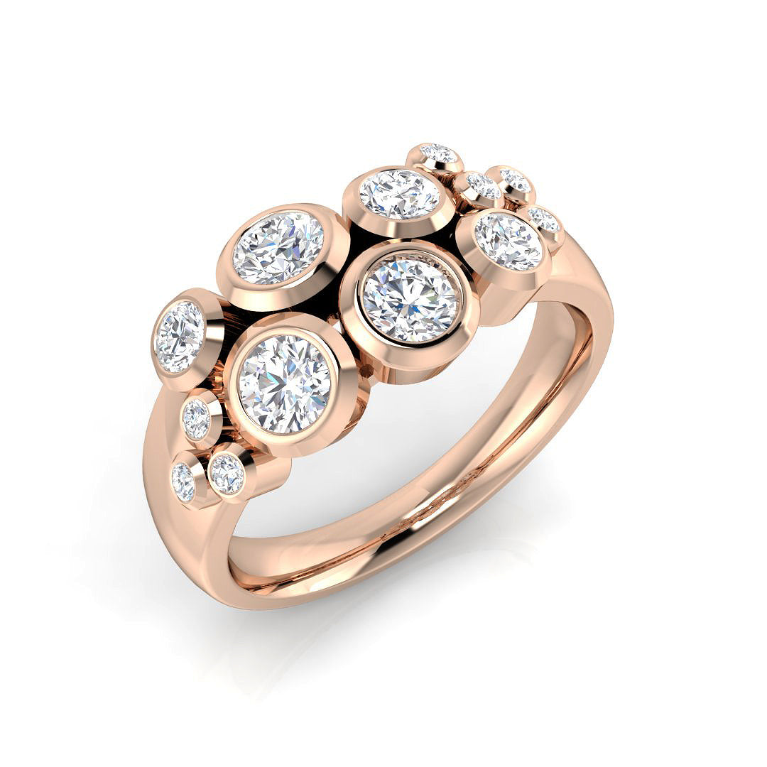 Bubble Diamond Ring 0.8ct–2.52ct – SR814 – 18k Rose Gold