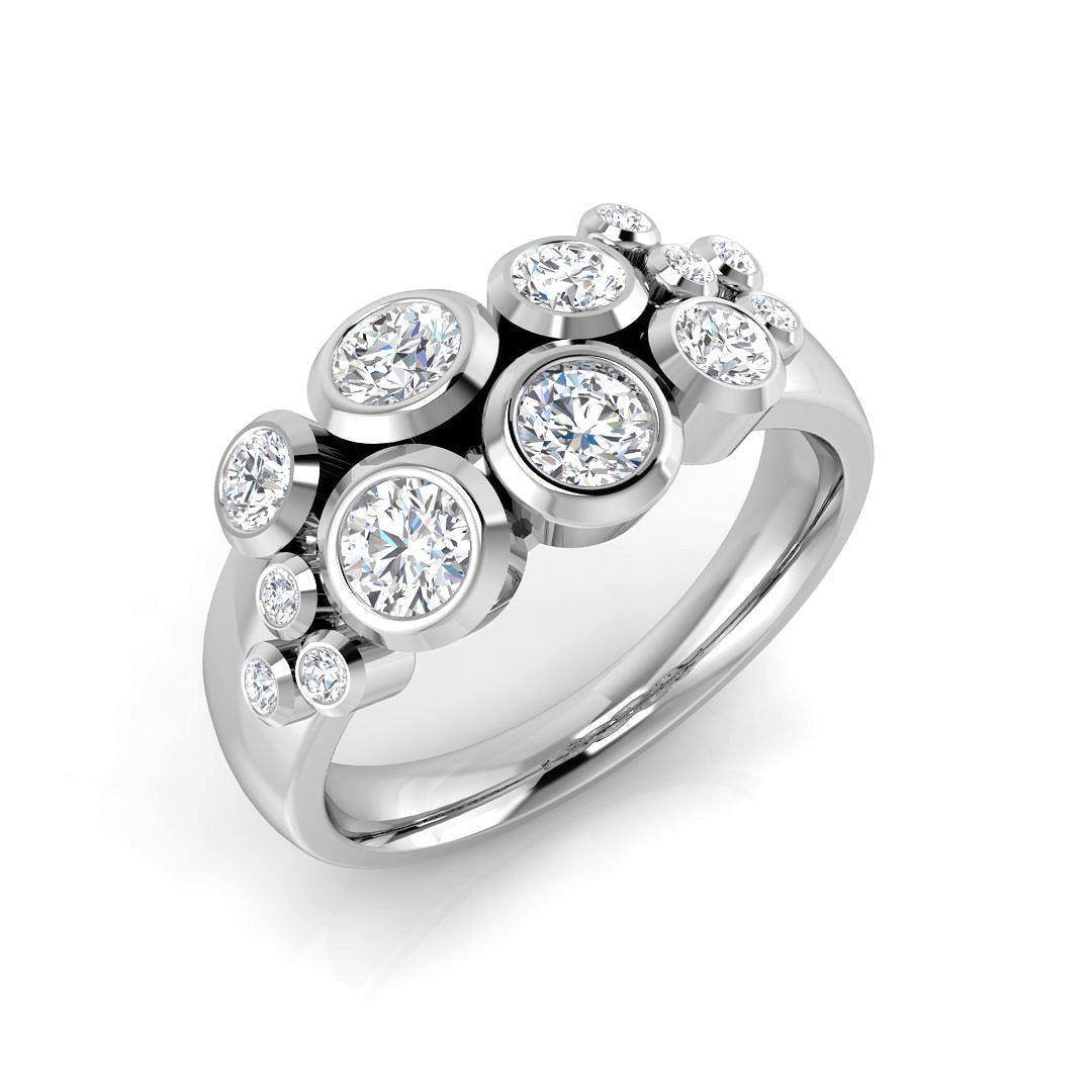 Bubble Diamond Ring 0.8ct–2.52ct – SR814 – 18k White Gold