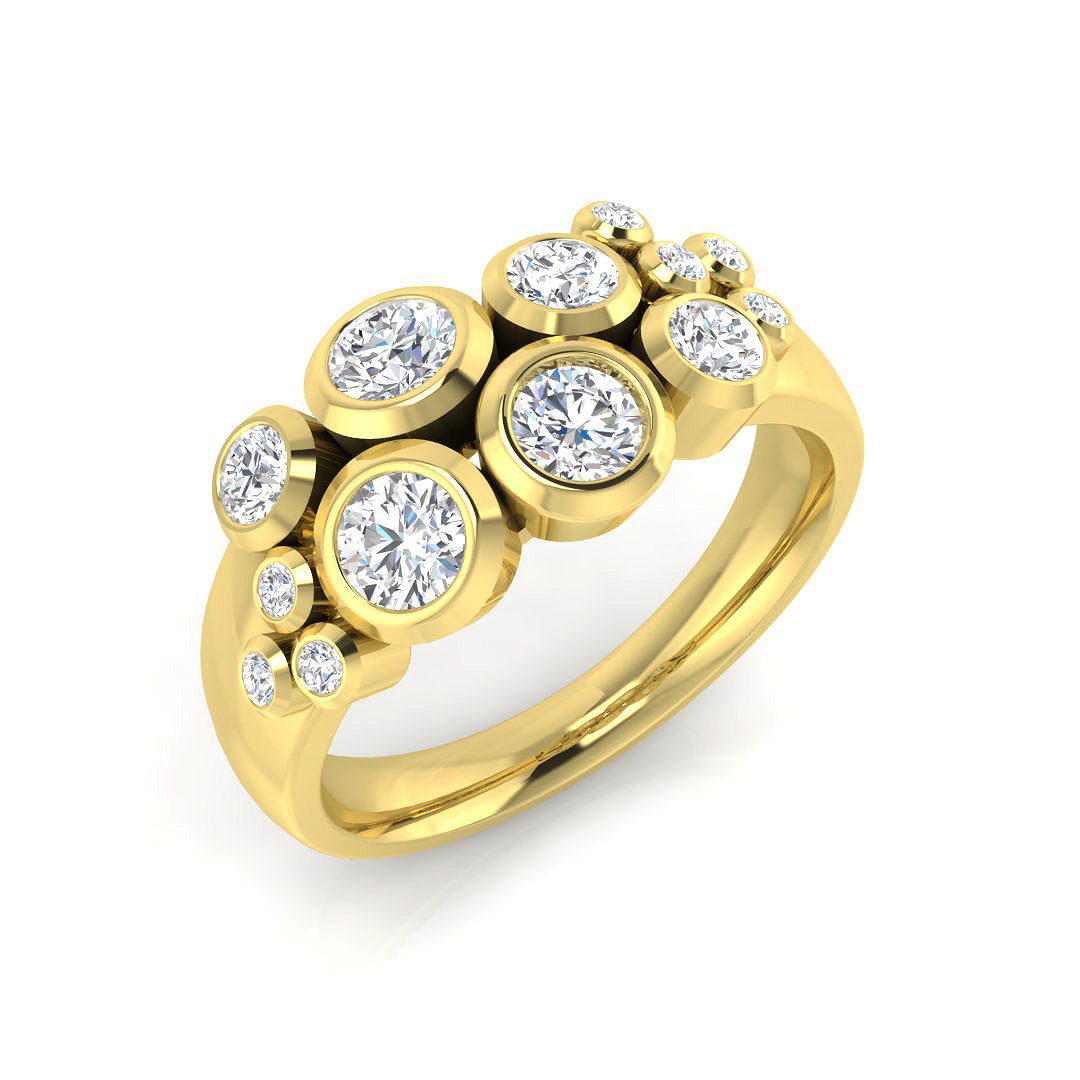 Bubble Diamond Ring 0.8ct–2.52ct – SR814 – 18k Yellow Gold
