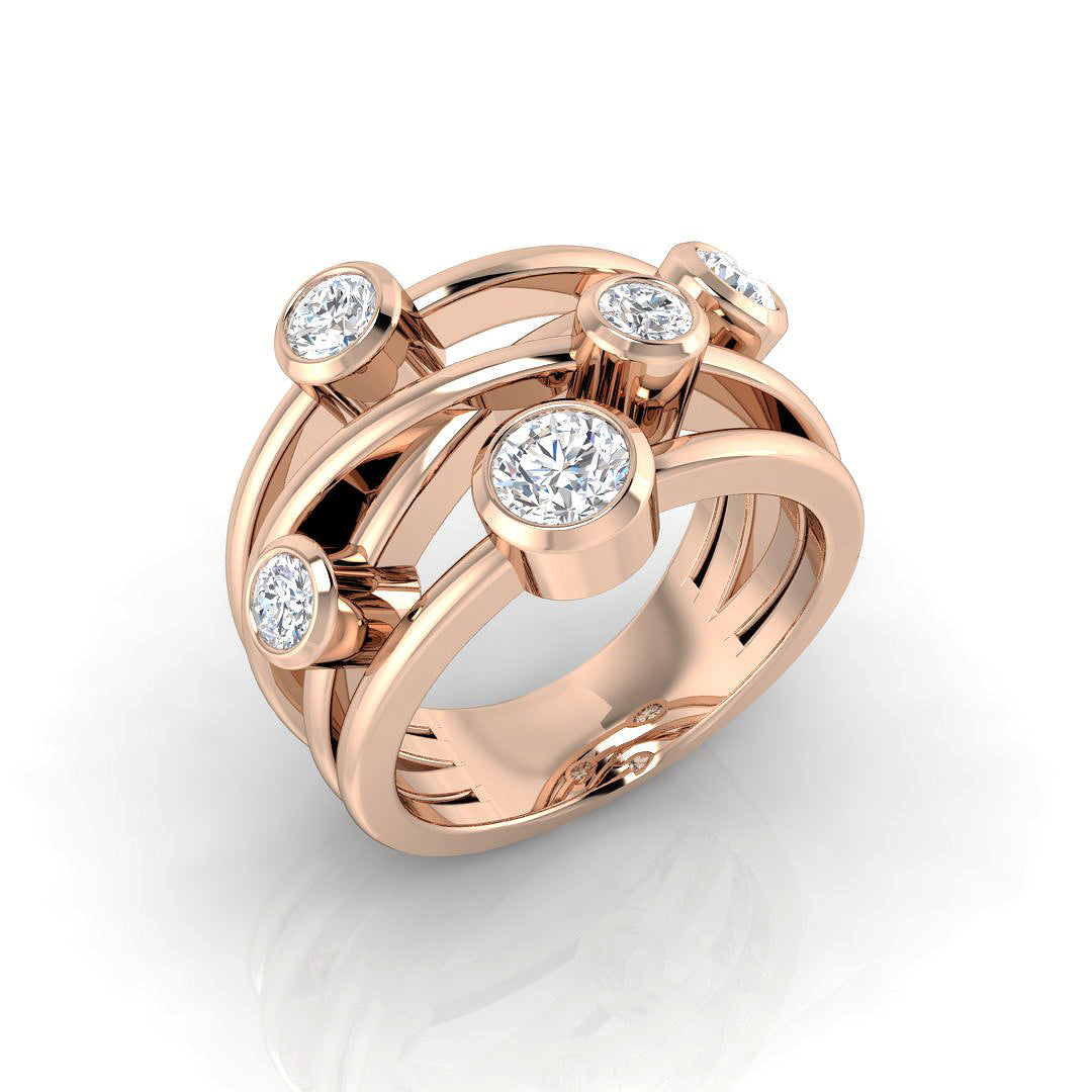 Bubble Diamond Ring 0.42ct–1.45ct – SR813 – 18k Rose Gold