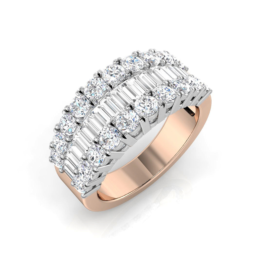 Baguette & Brilliant Diamond Ring 1.54ct–3.06ct – SR864 – 18k Rose Gold