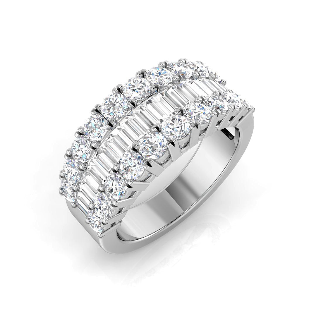 Baguette & Brilliant Diamond Ring 1.54ct–3.06ct – SR864 – 18k White Gold