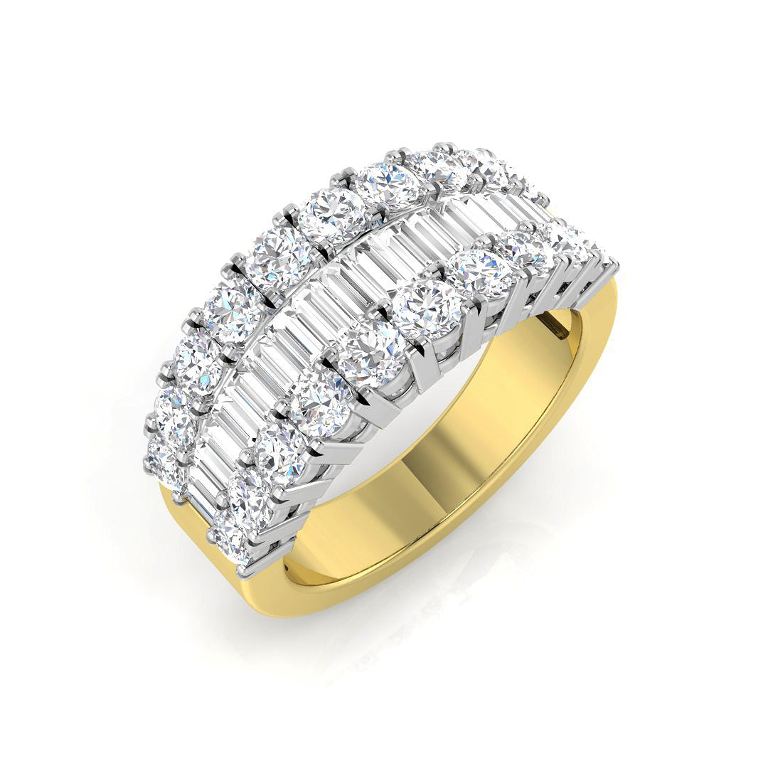 Baguette & Brilliant Diamond Ring 1.54ct–3.06ct – SR864 – 18k Yellow Gold