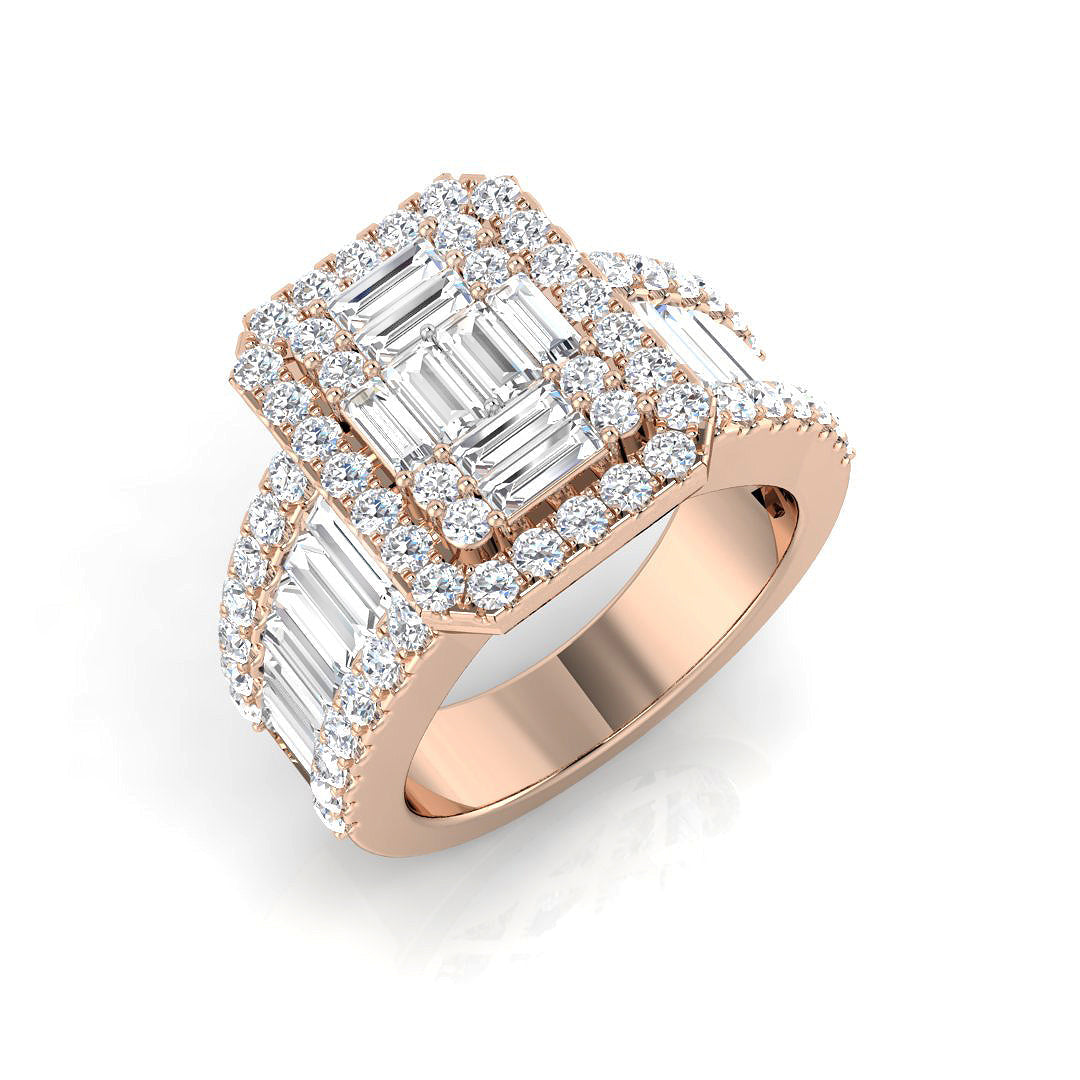 Baguette & Brilliant Diamond Ring 2.31ct – SR893 – 18k Rose Gold