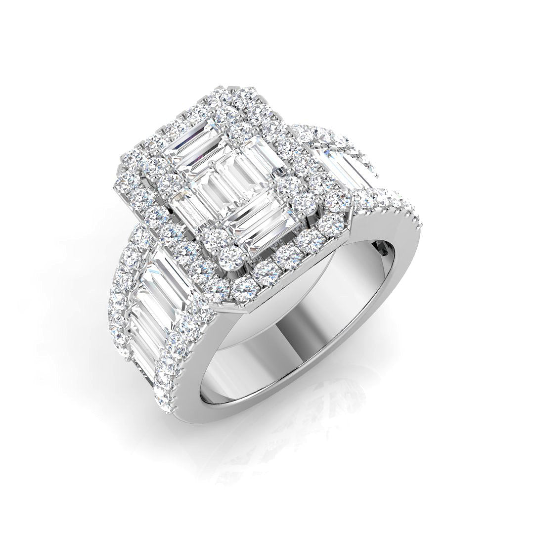 Baguette & Brilliant Diamond Ring 2.31ct – SR893 – 18k White Gold