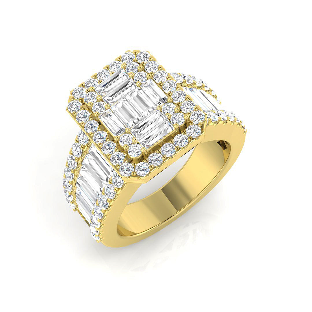 Baguette & Brilliant Diamond Ring 2.31ct – SR893 – 18k Yellow Gold