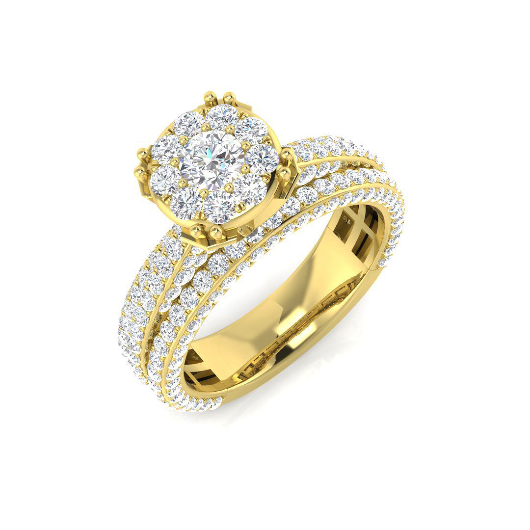 Cluster Diamond Ring 1.96ct – SR913 – 18k Yellow Gold