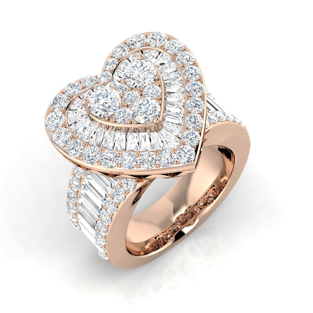 Baguette & Brilliant Diamond Ring 3.51ct – SR920 – 18k Rose Gold