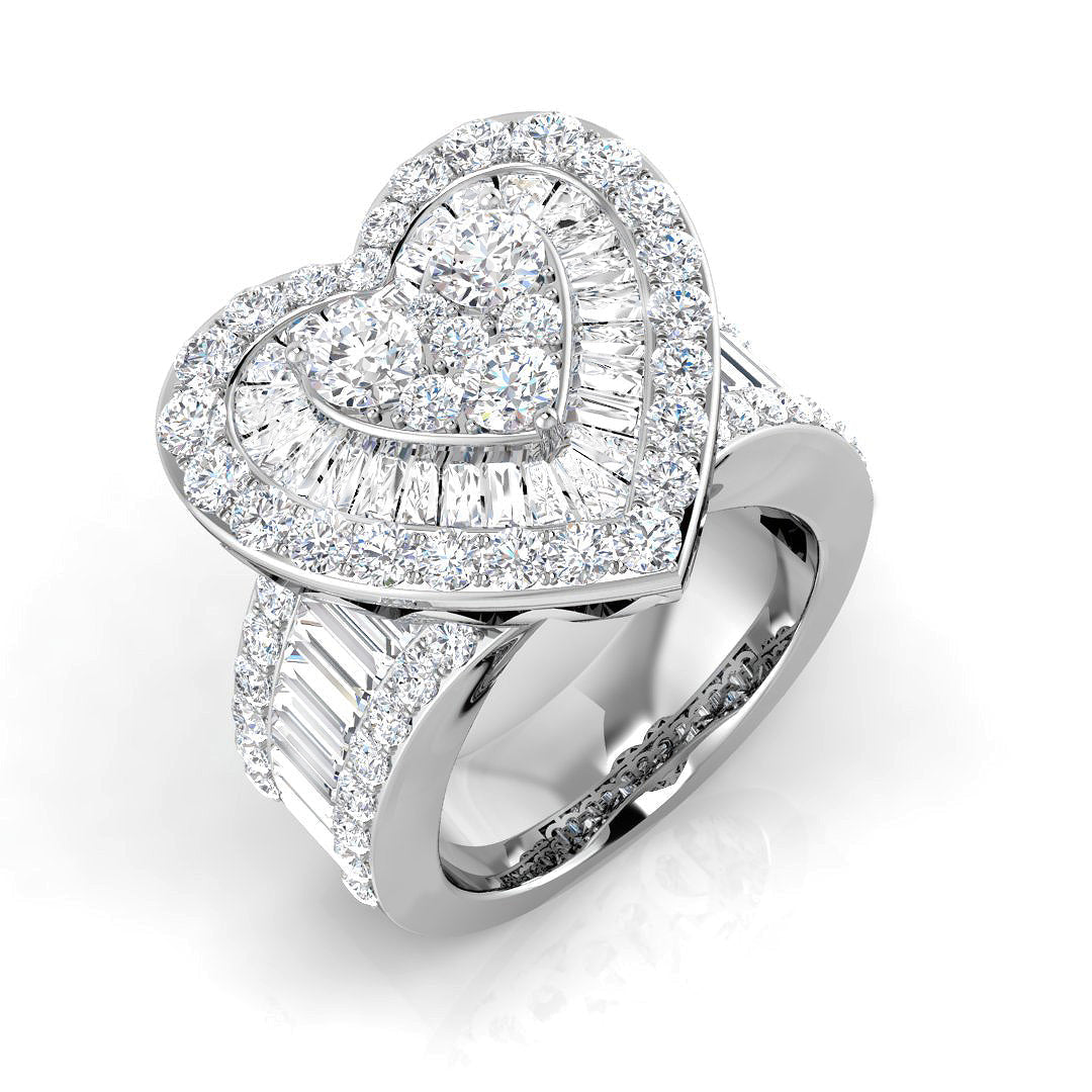 Baguette & Brilliant Diamond Ring 3.51ct – SR920 – 18k White Gold