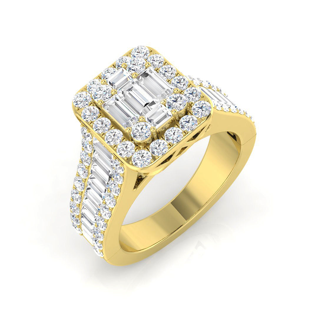 Baguette & Brilliant Diamond Ring 1.15ct–1.92ct – SR932 – 18k Yellow Gold