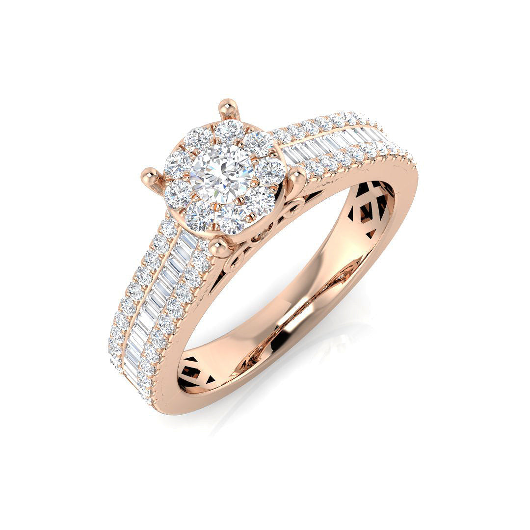 Baguette & Brilliant Diamond Ring 0.79ct–3.19ct – SR15 – 18k Rose Gold