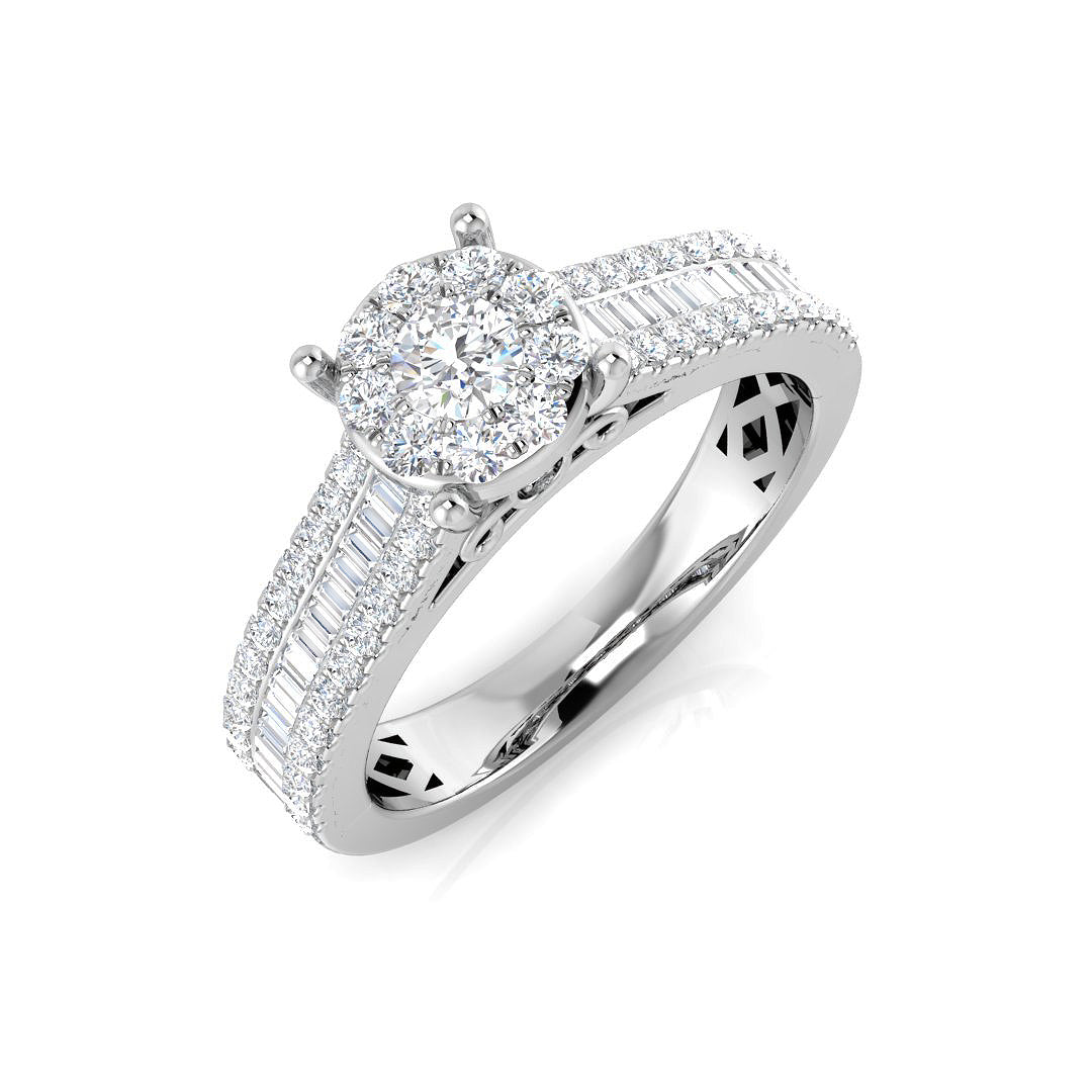 Baguette & Brilliant Diamond Ring 0.79ct–3.19ct – SR15 – 18k White Gold