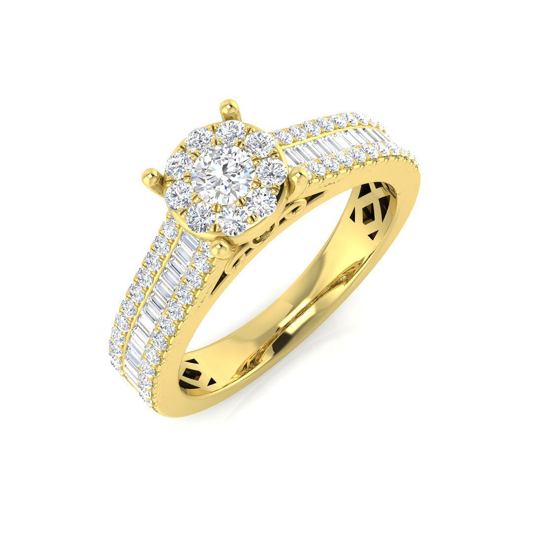Baguette & Brilliant Diamond Ring 0.79ct–3.19ct – SR15 – 18k Yellow Gold