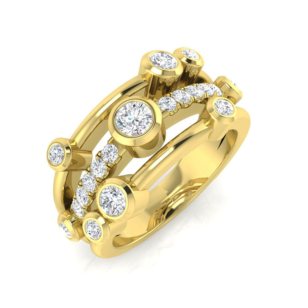 Bubble Diamond Ring 0.7ct–1.26ct – SR971 – 18k Yellow Gold