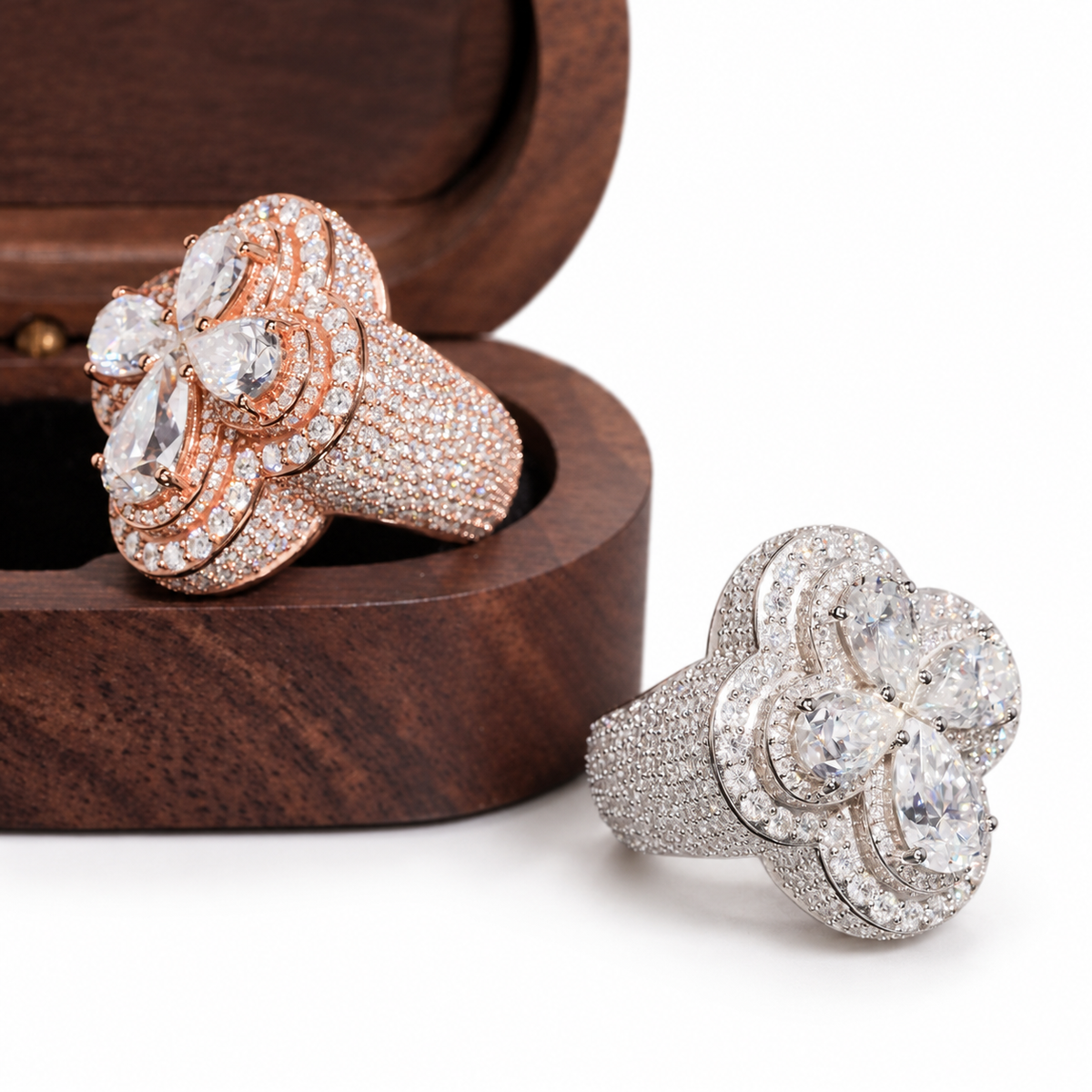 Cross Pear-Cut Moissanite Ring