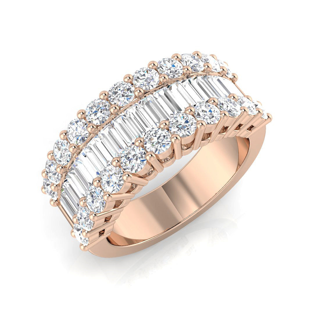 Baguette & Brilliant Diamond Ring 1.54ct–3.06ct – SR864 – 18k Rose Gold