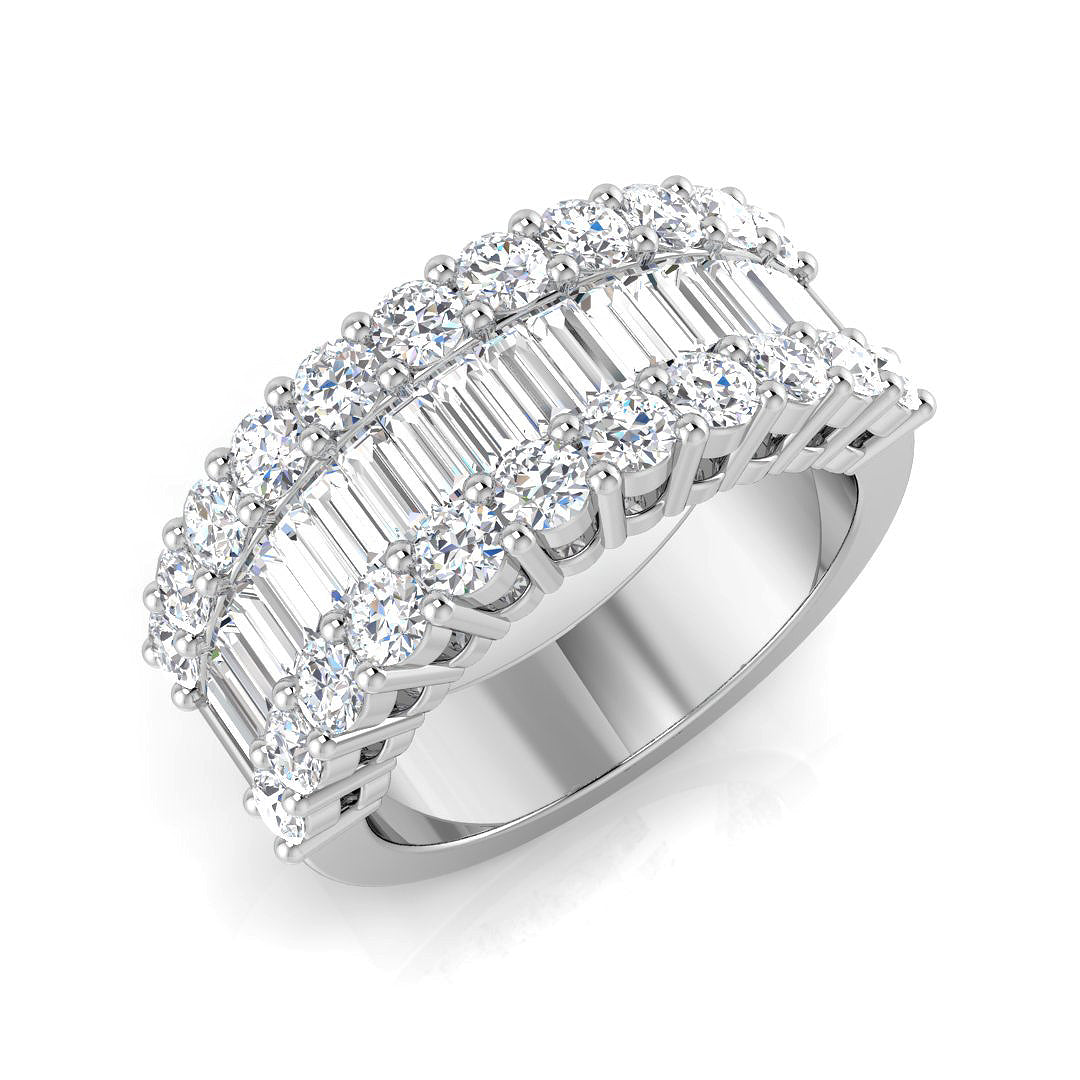 Baguette & Brilliant Diamond Ring 1.54ct–3.06ct – SR864 – 18k White Gold