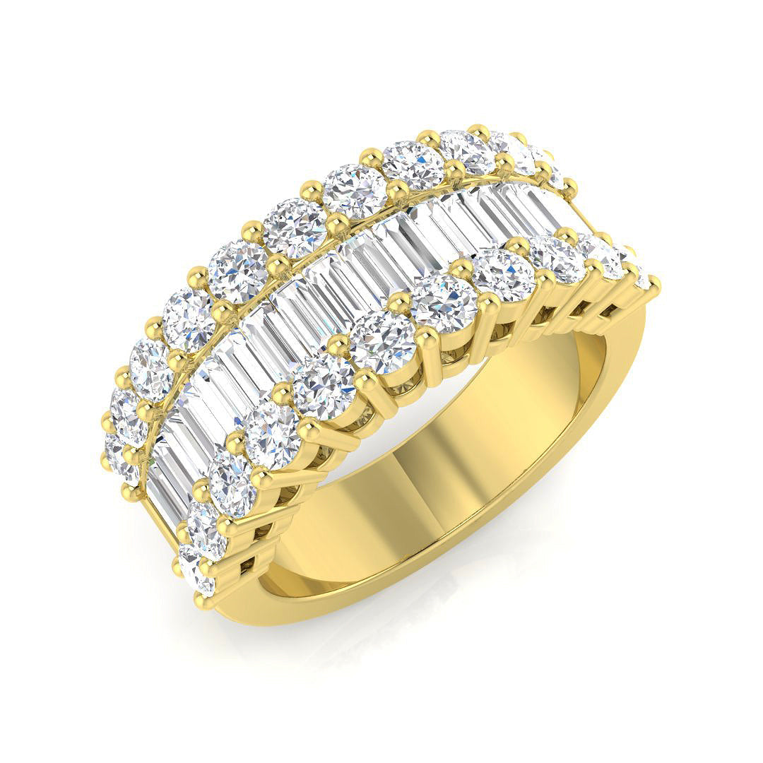 Baguette & Brilliant Diamond Ring 1.54ct–3.06ct – SR864 – 18k Yellow Gold