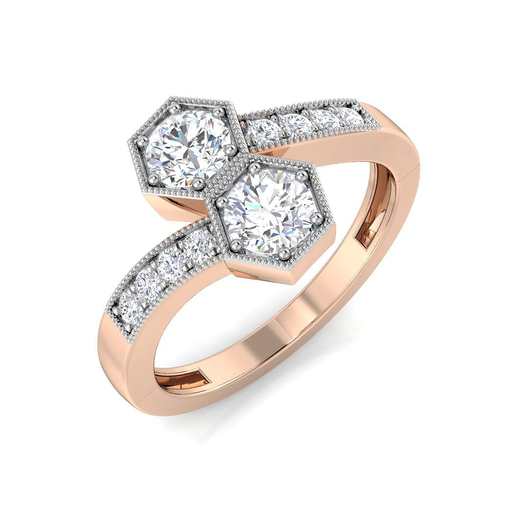 Two Stone Diamond Ring 0.7ct – XYR10487 – 18k Rose Gold
