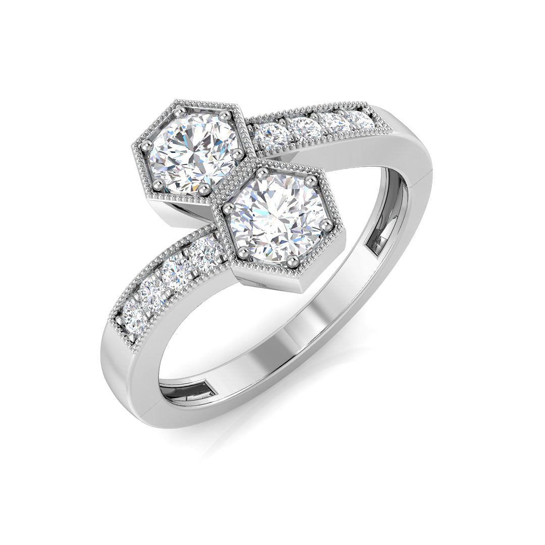Two Stone Diamond Ring 0.7ct – XYR10487 – 18k White Gold