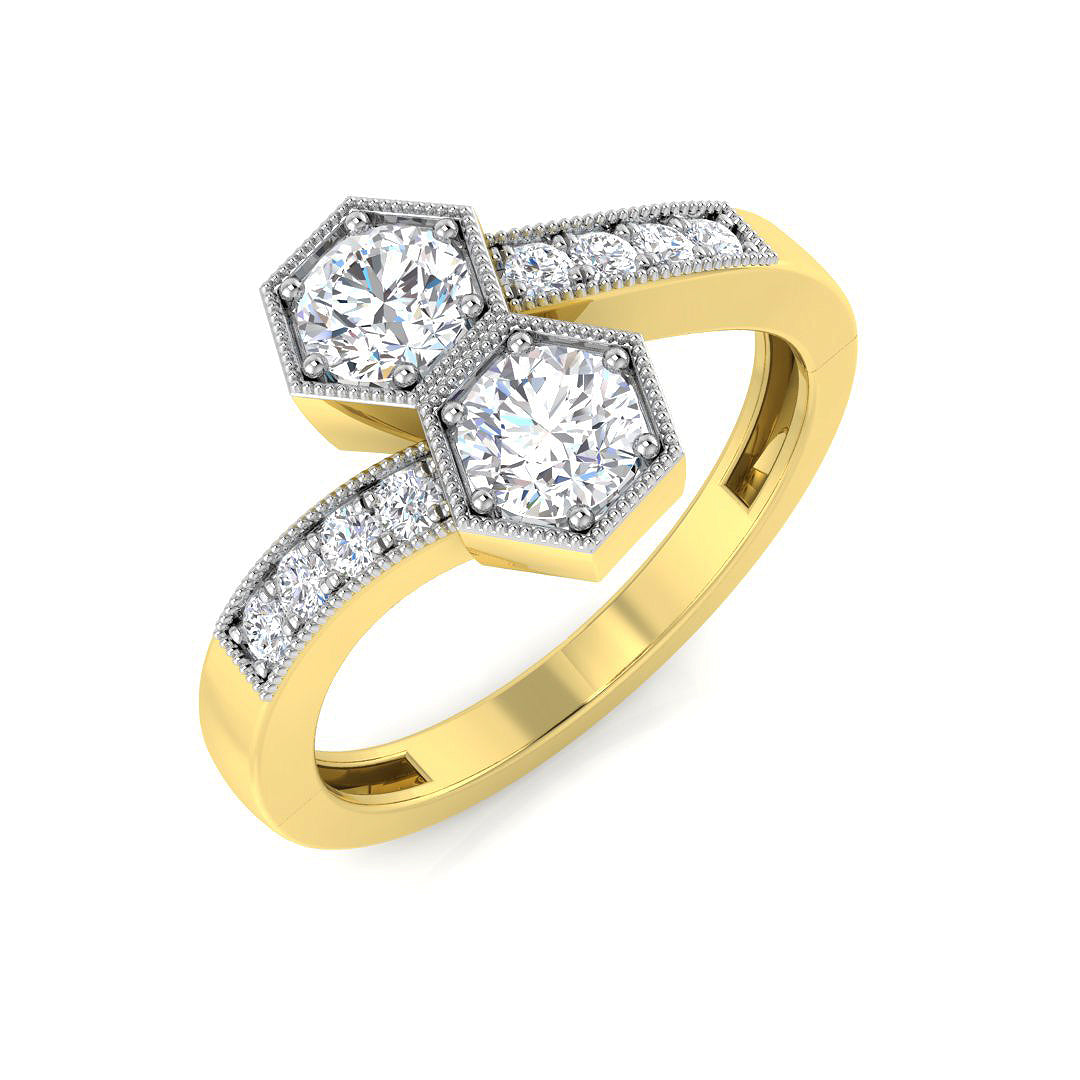 Two Stone Diamond Ring 0.7ct – XYR10487 – 18k Yellow Gold