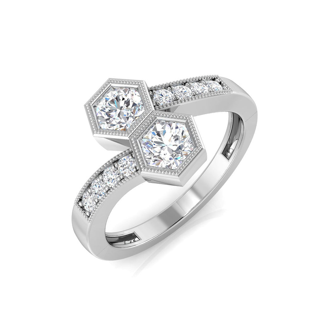 Two Stone Diamond Ring 0.7ct – XYR10487 – 18k White Gold