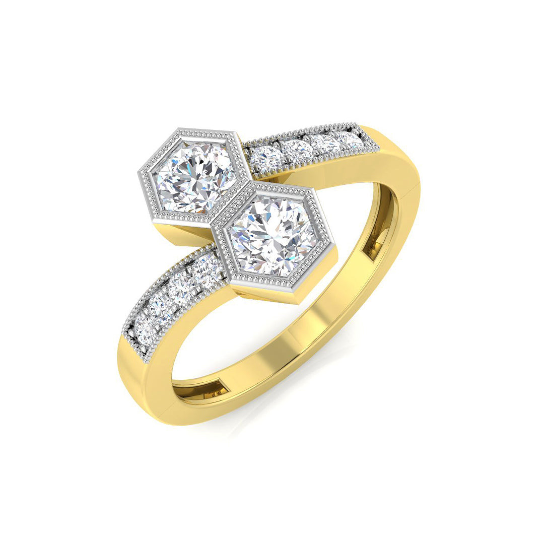 Two Stone Diamond Ring 0.7ct – XYR10487 – 18k Yellow Gold