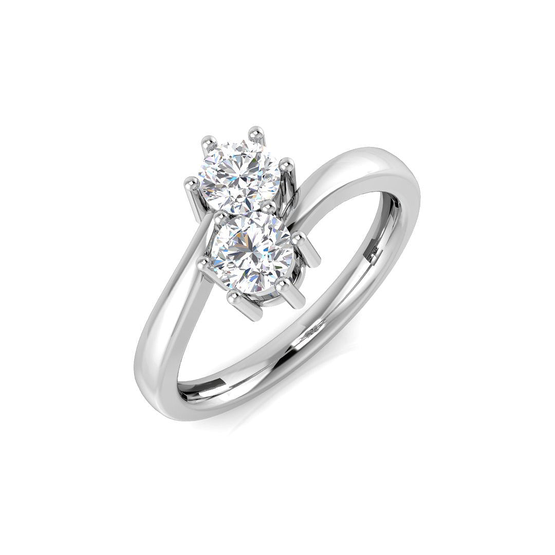 Two Stone Diamond Ring 0.57ct – XYR10528 – 18k White Gold