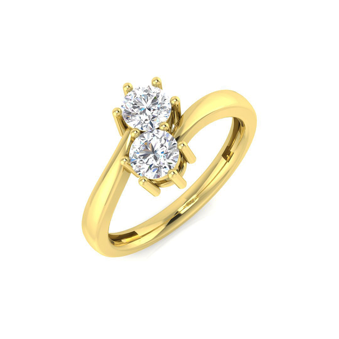 Two Stone Diamond Ring 0.57ct – XYR10528 – 18k Yellow Gold