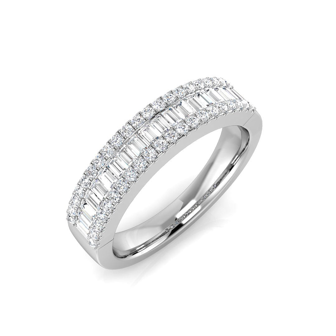 Baguette & Brilliant Diamond Ring 0.54ct – XYR11128 – 18k White Gold