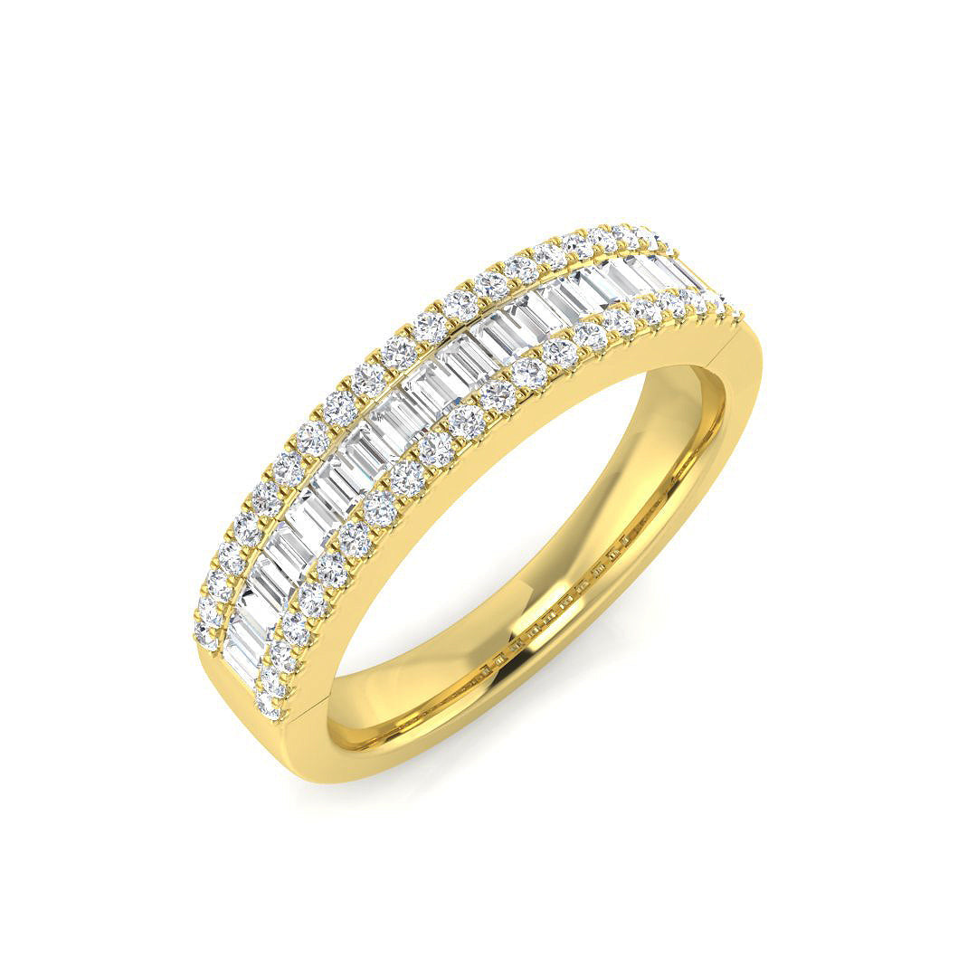 Baguette & Brilliant Diamond Ring 0.54ct – XYR11128 – 18k Yellow Gold