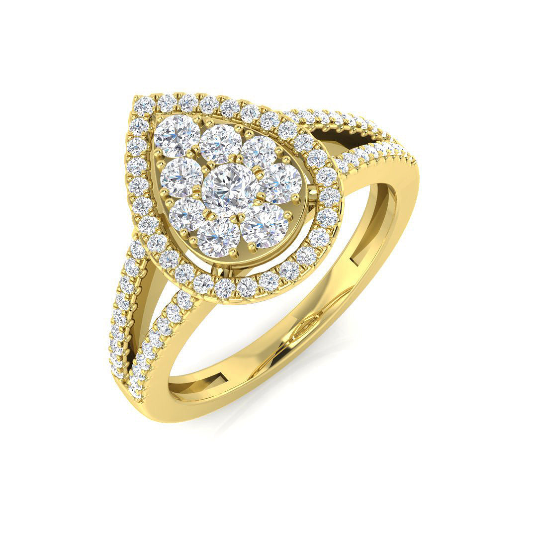 Cluster Diamond Ring 0.61ct – XYR11694 – 18k Yellow Gold