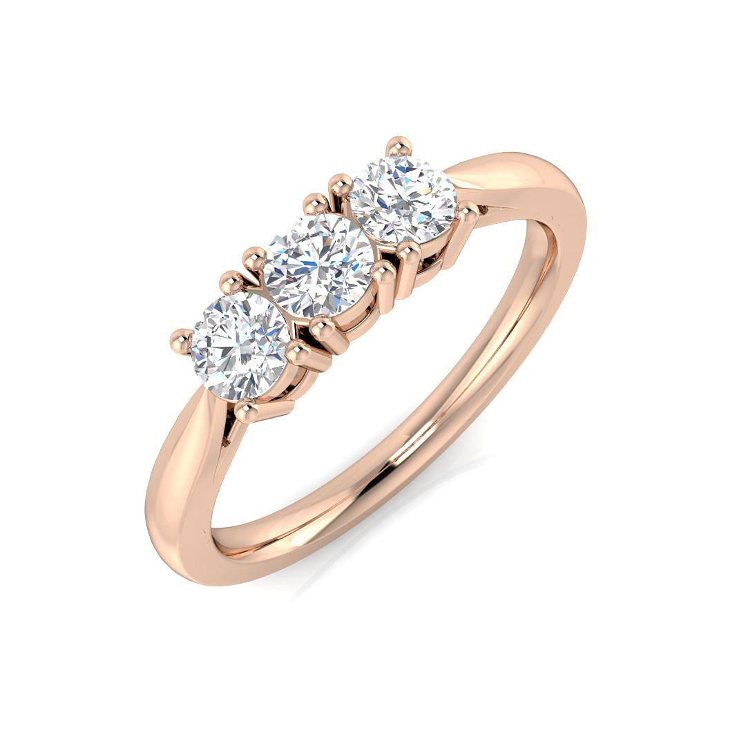 Three Stone Diamond Ring 0.57ct–3.21ct – SR4262 – 18k Rose Gold