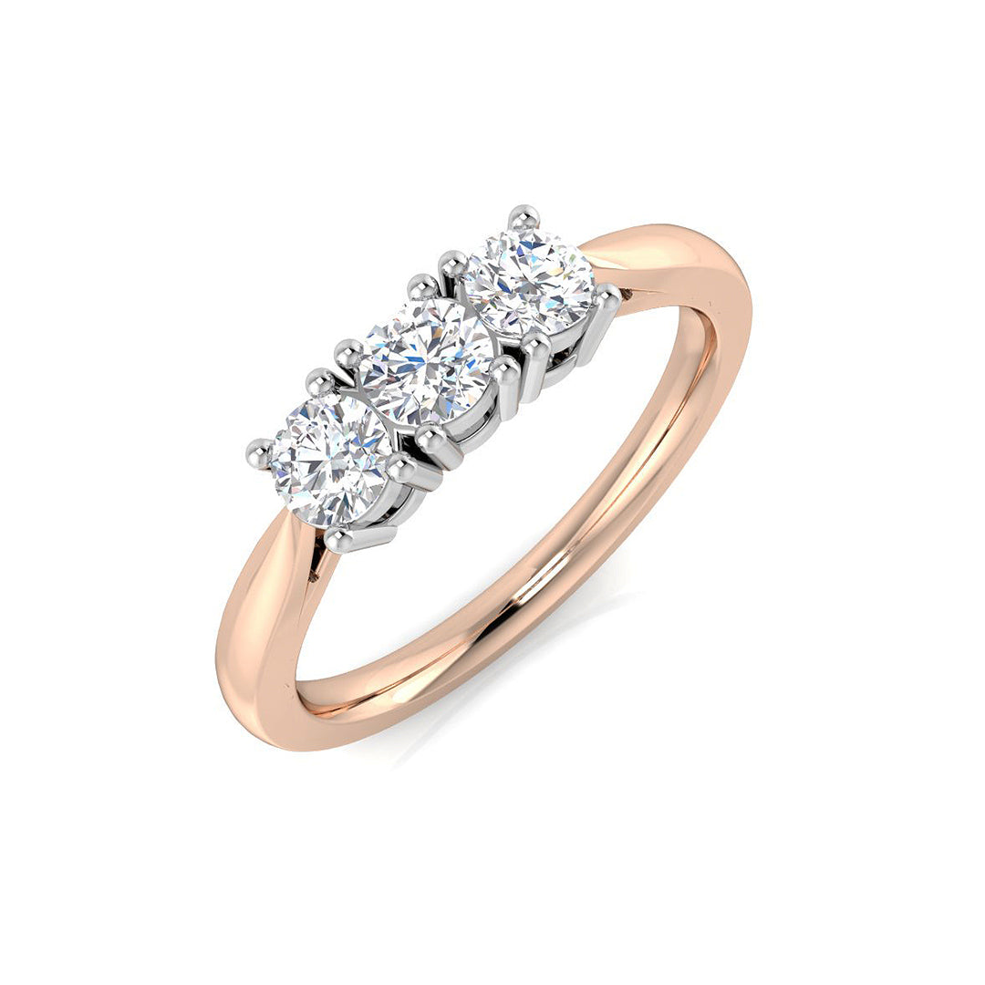 Three Stone Diamond Ring 0.57ct–3.21ct – SR4262 – 18k Rose Gold