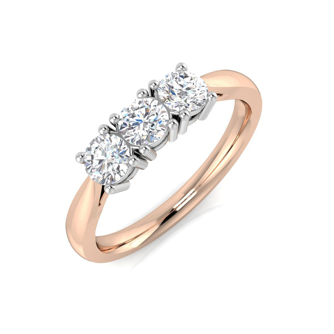 Three Stone Diamond Ring 0.57ct–3.21ct – SR4262 – 18k Rose Gold
