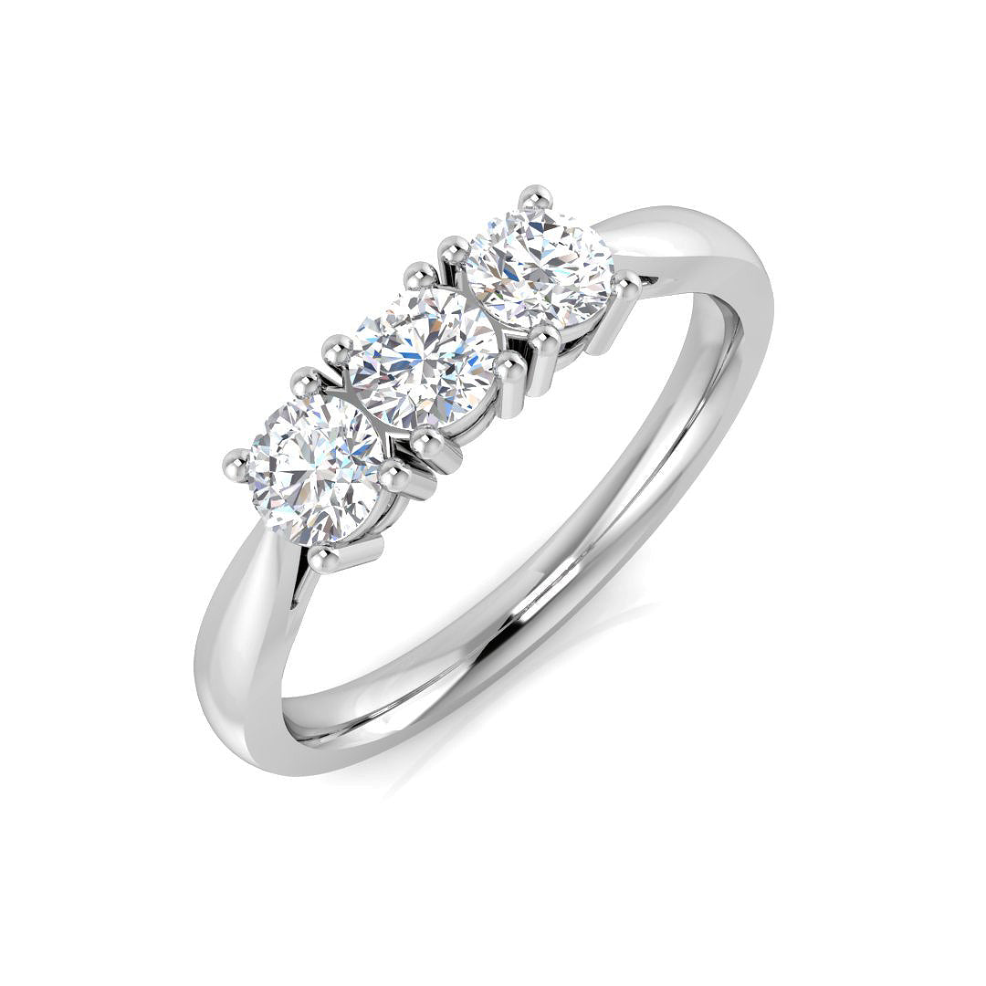 Three Stone Diamond Ring 0.57ct–3.21ct – SR4262 – 18k White Gold