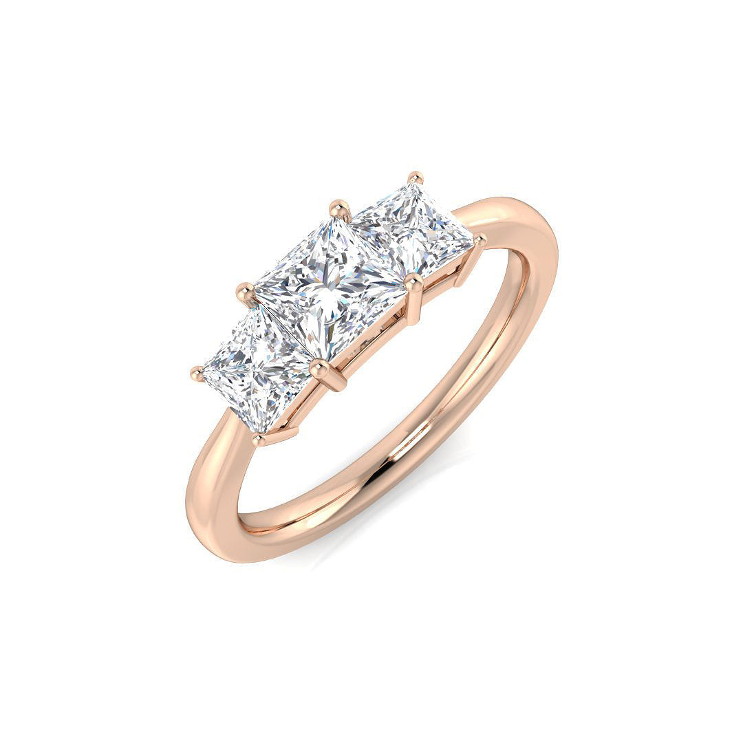 Three Stone Diamond Ring 0.87ct–1.33ct – SR3744 – 18k Rose Gold