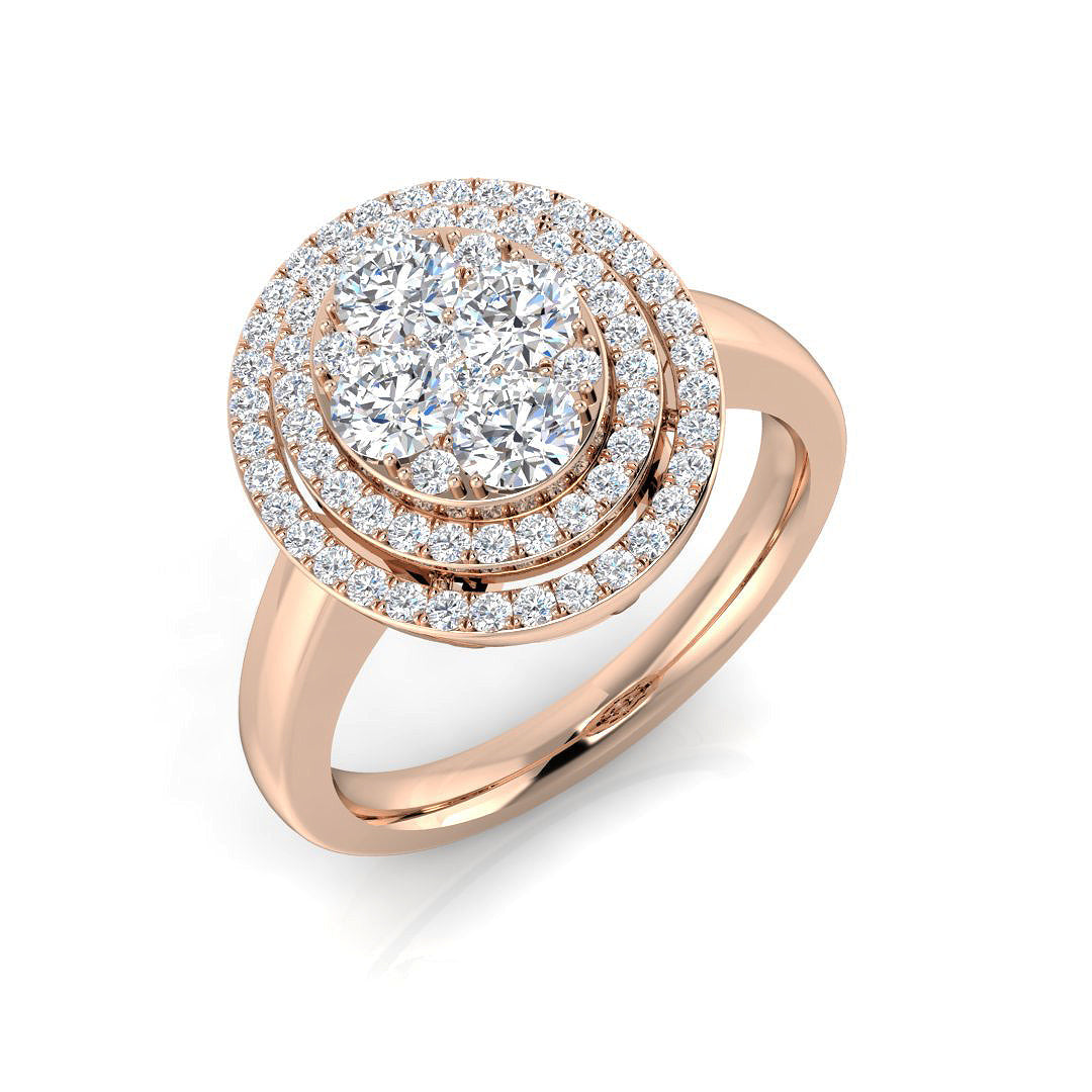 Cluster Diamond Ring 0.8ct – XYR11871 – 18k Rose Gold
