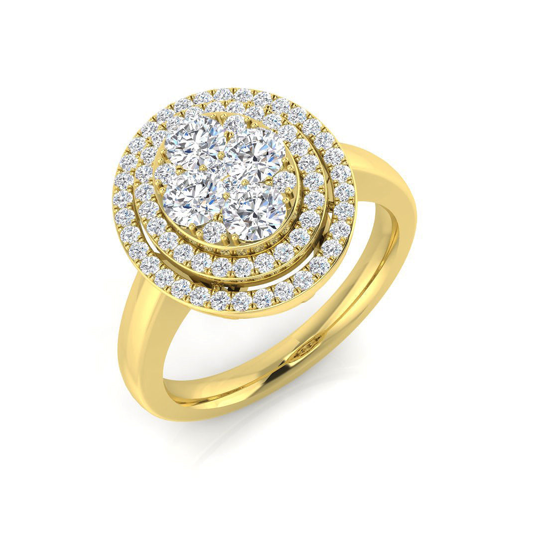 Cluster Diamond Ring 0.8ct – XYR11871 – 18k Yellow Gold